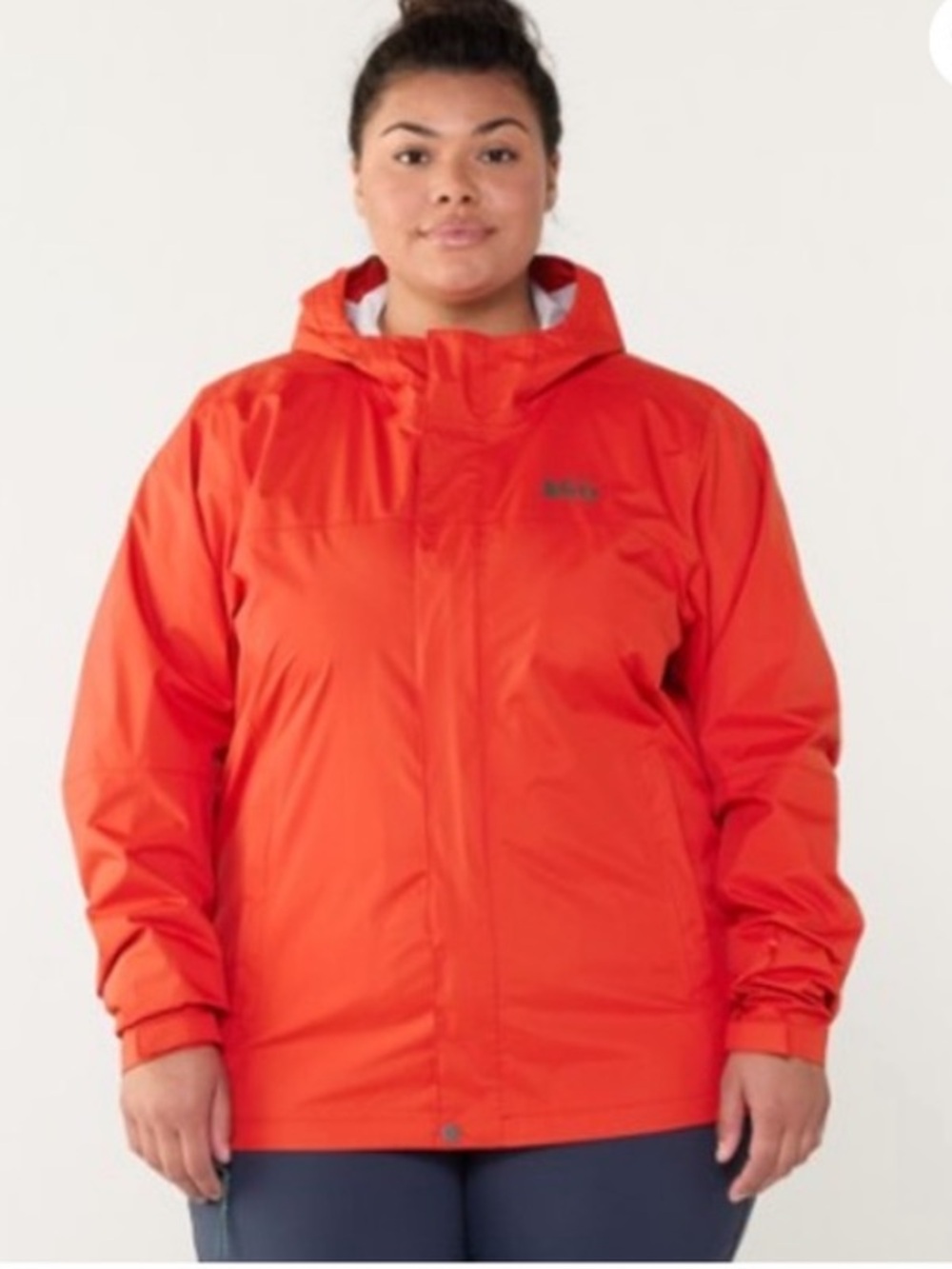 REI Co-op Rainier Peak 2.5L Rain Jacket Coral Red Hooded Waterproof Women’s 3X